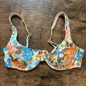 Wild Fable Floral Swim Bra with Blue and Orange Accents